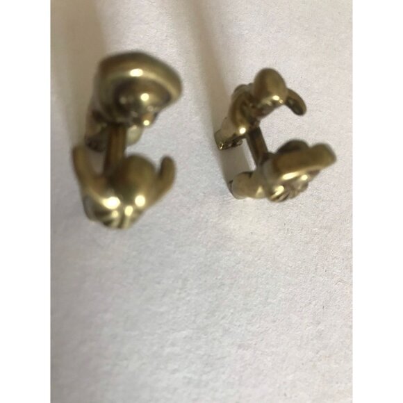 Vtg 1970's Male Female Screw Together Molten Brass Cufflinks Brutalist Modernist - Picture 5 of 10